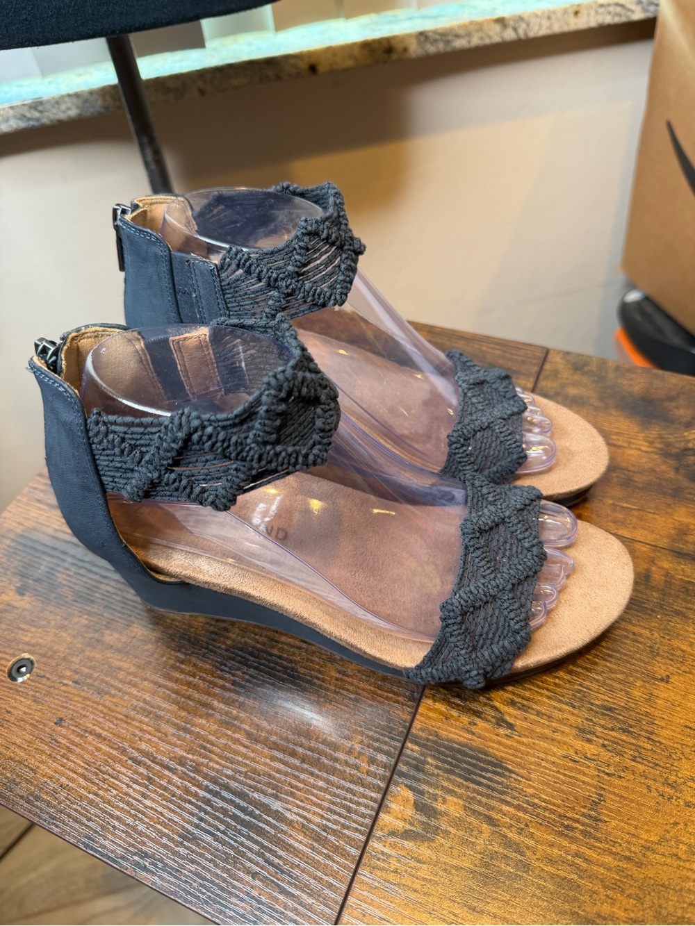 Lucky Brand Kaydyn crochet wedge sandals in Navy blue Size 7